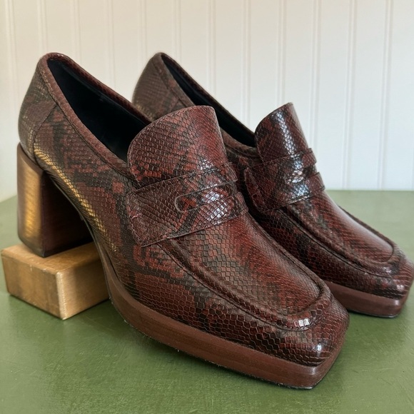 NWT Bruno Ricci for Diane B ALIMA Chunky Loafers in Brown Snake Leather *Italy* - Picture 14 of 14